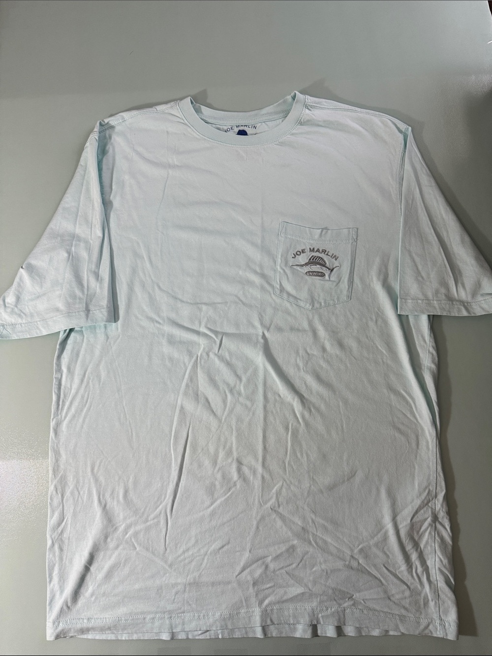 Men's Pocket T‑Shirt in Light Blue Joe Marlin Unwind Size 2XLT Cotton